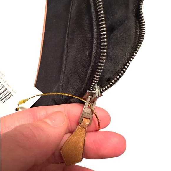 HERMES BLACK CANVAS AND BROWN LEATHER CLUTCH POUCH - Picture 5 of 7